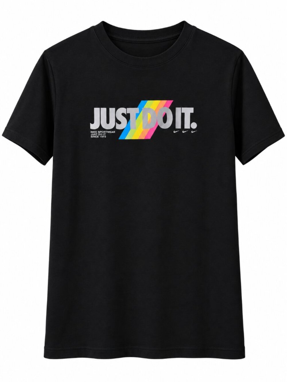 Nike Boys XL Black Just Do It Rainbow Graphic T-Shirt NWT $25
